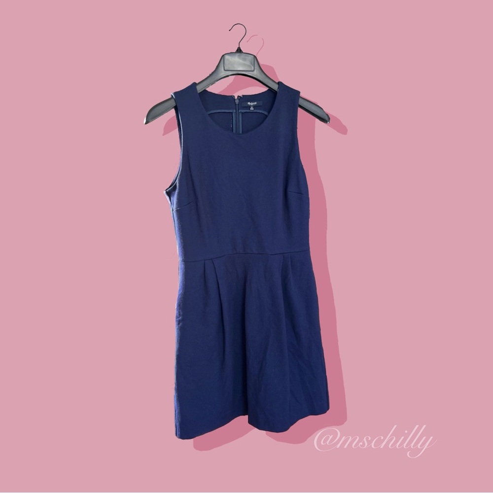 Madewell Navy Blue A Line Sheath Sleeveless Dress Fitted Tailored Sz M - Picture 1 of 5